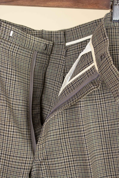 SWEDISH 1960S BROWN CHECKERED TWO PIECE SUIT BY WIDENGRENS. SIZE CA EU 46
