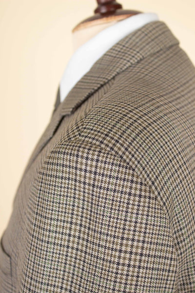 SWEDISH 1960S BROWN CHECKERED TWO PIECE SUIT BY WIDENGRENS. SIZE CA EU 46
