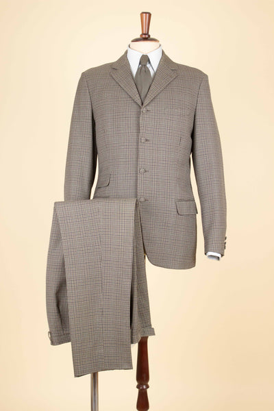 SWEDISH 1960S BROWN CHECKERED TWO PIECE SUIT BY WIDENGRENS. SIZE CA EU 46
