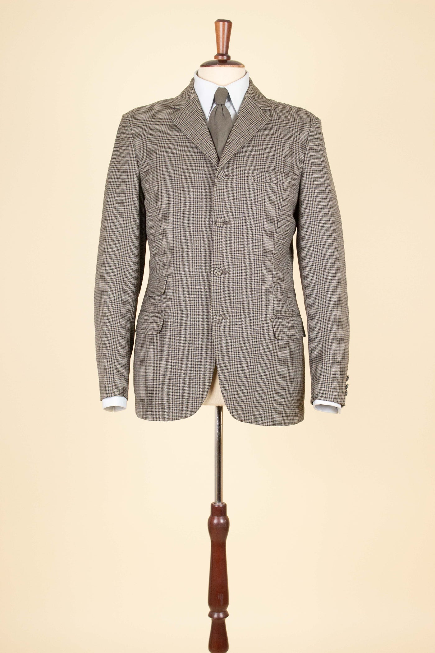 SWEDISH 1960S BROWN CHECKERED TWO PIECE SUIT BY WIDENGRENS. SIZE CA EU 46