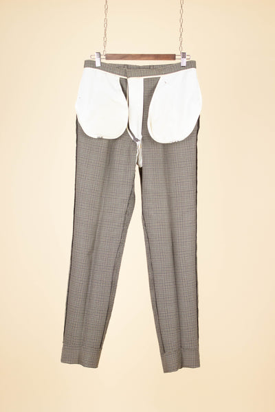 SWEDISH 1960S BROWN CHECKERED TWO PIECE SUIT BY WIDENGRENS. SIZE CA EU 46