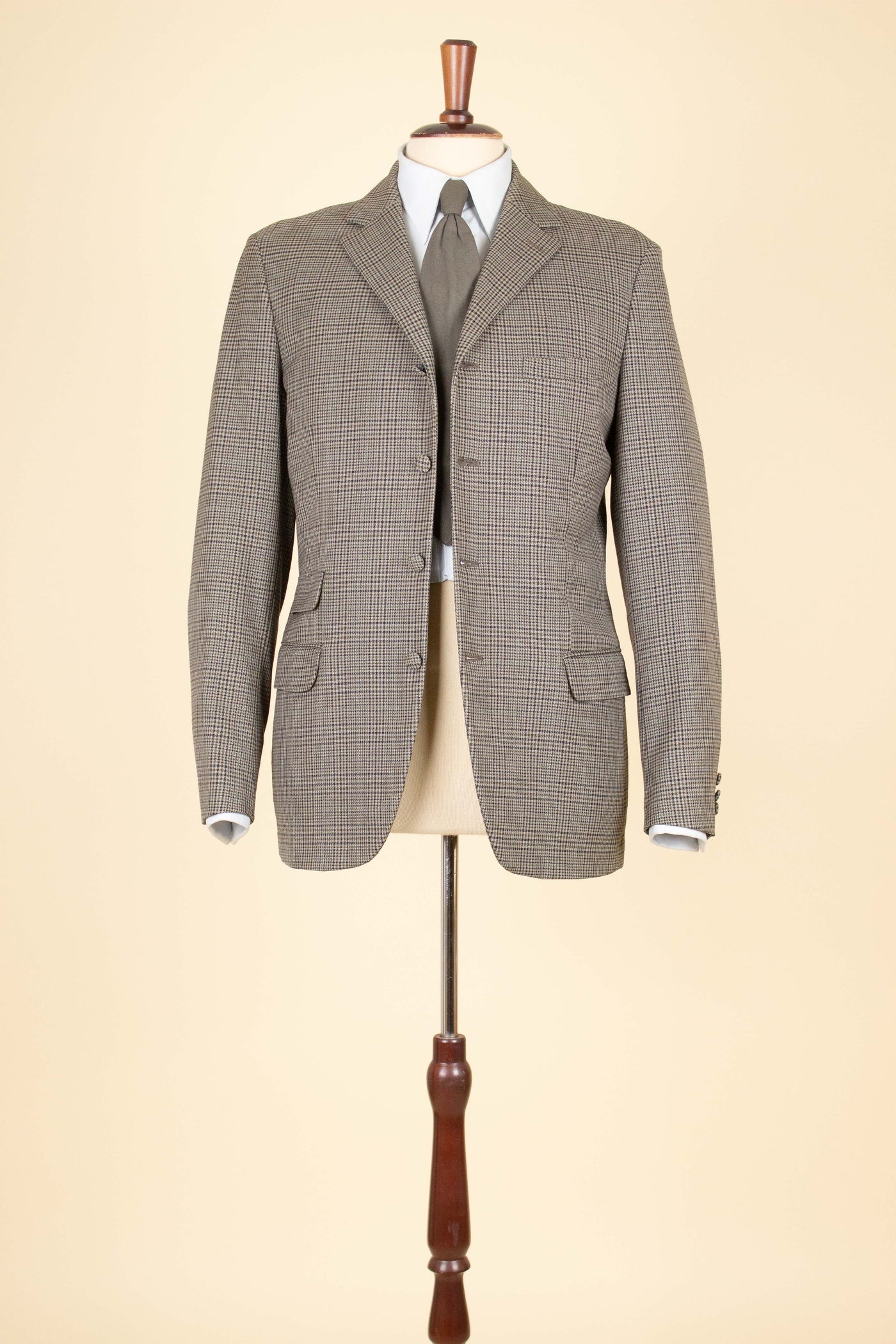 SWEDISH 1960S BROWN CHECKERED TWO PIECE SUIT BY WIDENGRENS. SIZE CA EU 46