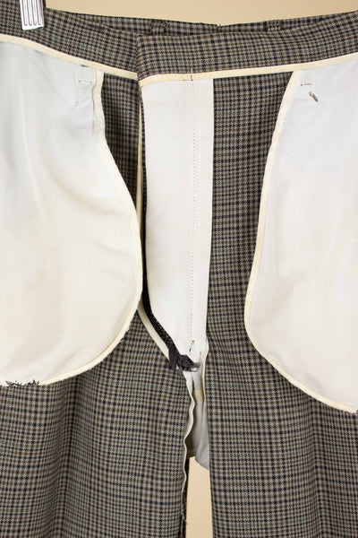 SWEDISH 1960S BROWN CHECKERED TWO PIECE SUIT BY WIDENGRENS. SIZE CA EU 46