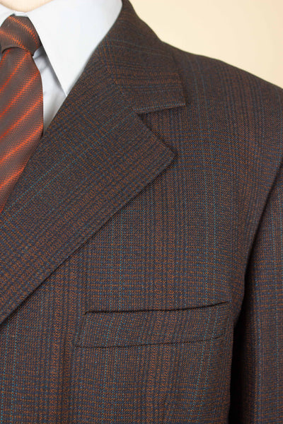 SWEDISH 1960S BROWN SINGLE BREASTED TWO TPIECE SUIT BY RYTTERKVIST. SIZE CA EU 50