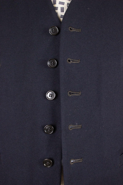 SWEDISH 1930S DARK BLUE DOUBLE BREASTED THREE PIECE SUIT BY PUB. SIZE CA EU 48