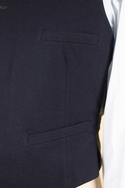 SWEDISH 1930S DARK BLUE DOUBLE BREASTED THREE PIECE SUIT BY PUB. SIZE CA EU 48