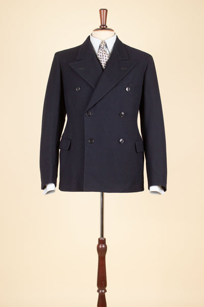 SWEDISH 1930S DARK BLUE DOUBLE BREASTED THREE PIECE SUIT BY PUB. SIZE CA EU 48