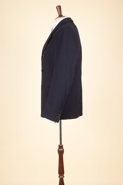 SWEDISH 1930S DARK BLUE DOUBLE BREASTED THREE PIECE SUIT BY PUB. SIZE CA EU 48