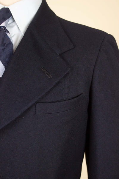 SWEDISH 1930S DARK BLUE TWO PIECE SINGLE BREASTED SUIT BY H.WISTRÖM. SIZE CA EU 44