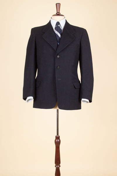 SWEDISH 1930S DARK BLUE TWO PIECE SINGLE BREASTED SUIT BY H.WISTRÖM. SIZE CA EU 44
