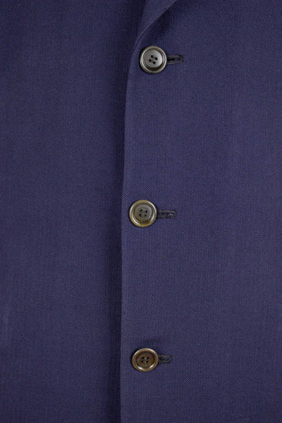 SWEDISH 1940S DARK BLUE TWO PIECE DOUBLE BREASTED SUIT BY RORY. SIZE CA EU 50