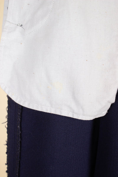 SWEDISH 1940S DARK BLUE TWO PIECE DOUBLE BREASTED SUIT BY RORY. SIZE CA EU 50