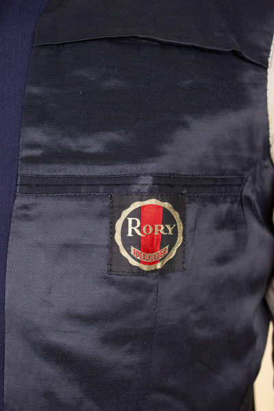 SWEDISH 1940S DARK BLUE TWO PIECE DOUBLE BREASTED SUIT BY RORY. SIZE CA EU 50