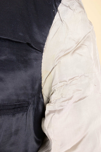 SWEDISH 1940S DARK BLUE TWO PIECE DOUBLE BREASTED SUIT BY RORY. SIZE CA EU 50