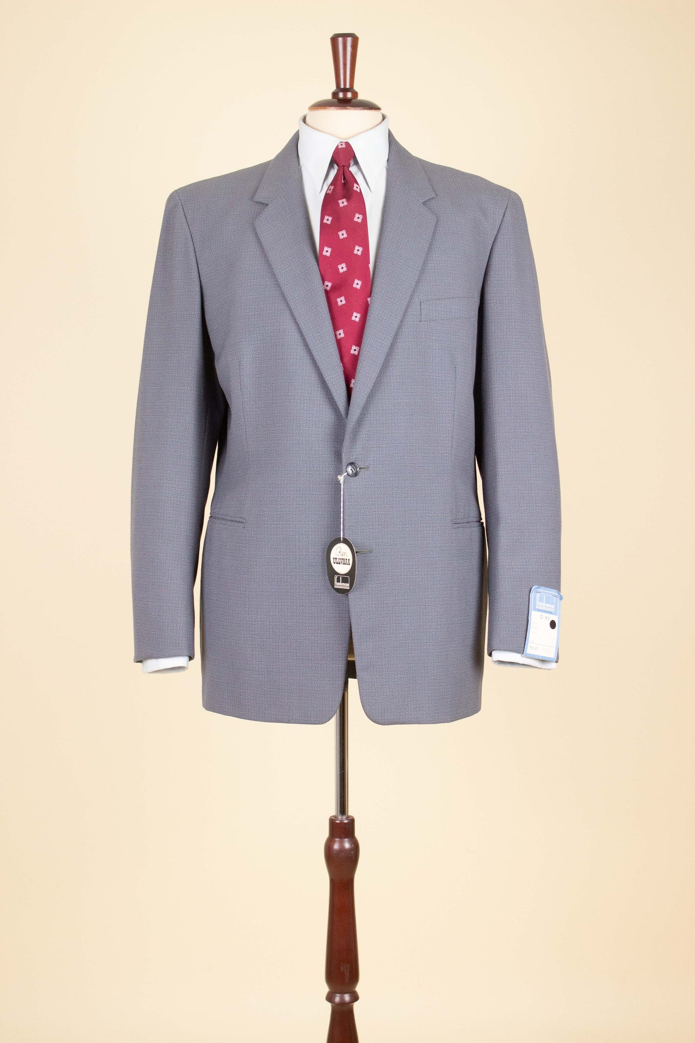SWEDISH 1940S/1950S GREY TWO PIECE DEADSTOCK SUIT BY FUNKMAN. SIZE CA EU 50