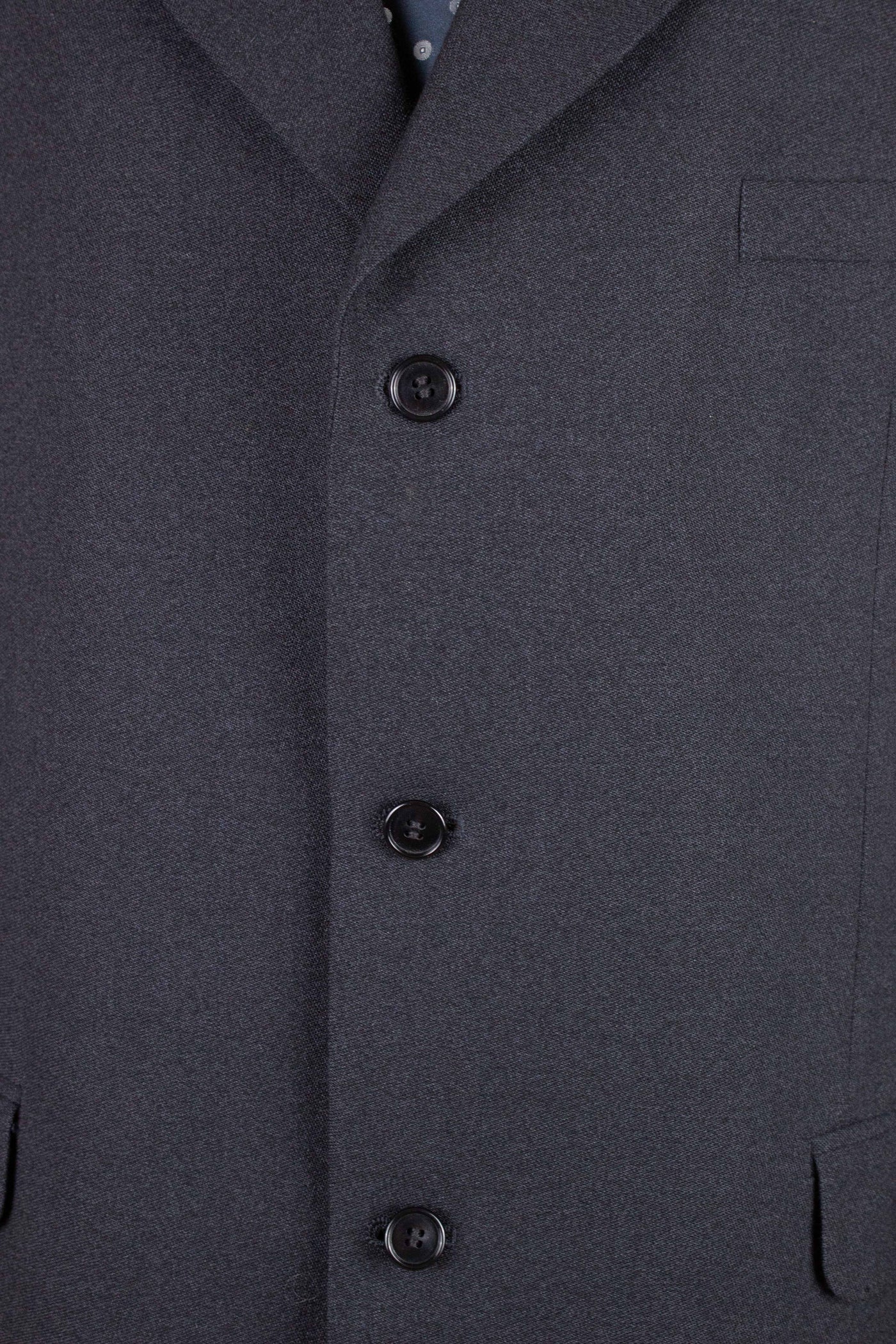1960S SWEDISH DARK GREY SINGLE BREASTED TWO PIECE SUIT BY G. THULIN. SIZE CA EU 56