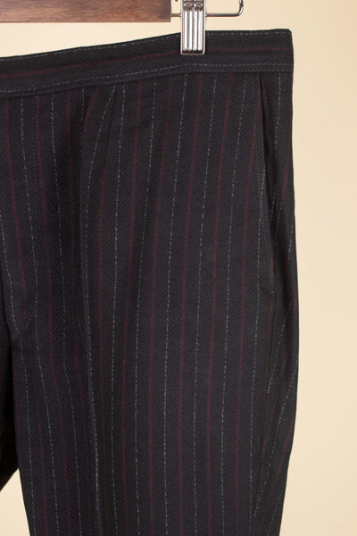SWEDISH 1960S BLACK PINSTRIPE DOUBLE BRESTED SUIT BY MASTERHAND. SIZE CA EU 50