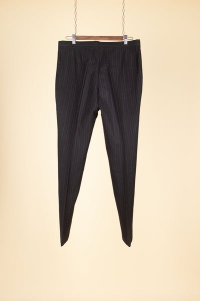 SWEDISH 1960S BLACK PINSTRIPE DOUBLE BRESTED SUIT BY MASTERHAND. SIZE CA EU 50
