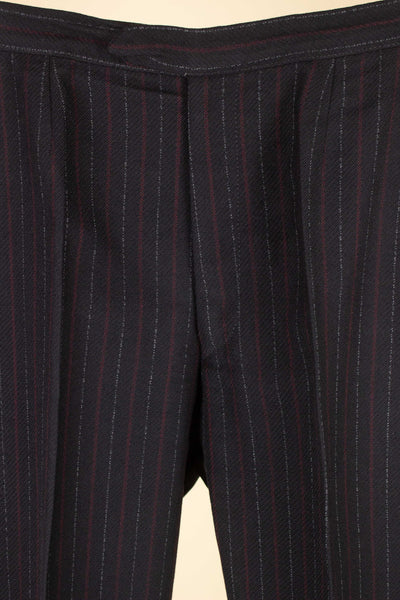SWEDISH 1960S BLACK PINSTRIPE DOUBLE BRESTED SUIT BY MASTERHAND. SIZE CA EU 50