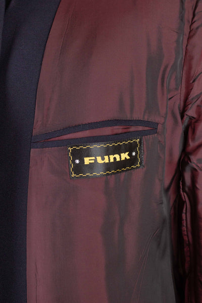 SWEDISH 1960S DARK BLUE DEADSTOCK DOUBLE BREASTED SUIT BY FUNK. SIZE CA EU 48