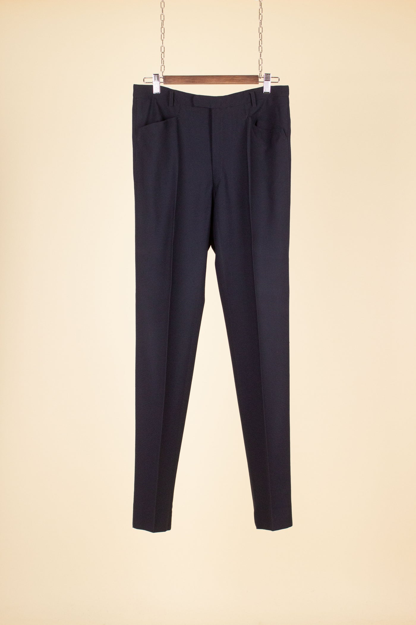 SWEDISH 1960S DARK BLUE DEADSTOCK DOUBLE BREASTED SUIT BY FUNK. SIZE CA EU 48