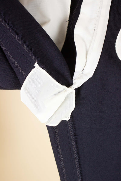 SWEDISH 1960S DARK BLUE DEADSTOCK DOUBLE BREASTED SUIT BY FUNK. SIZE CA EU 48