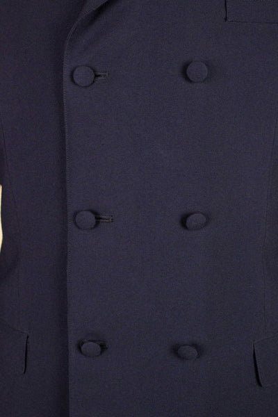 SWEDISH 1960S DARK BLUE DEADSTOCK DOUBLE BREASTED SUIT BY FUNK. SIZE CA EU 48