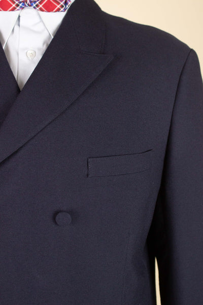 SWEDISH 1960S DARK BLUE DEADSTOCK DOUBLE BREASTED SUIT BY FUNK. SIZE CA EU 48