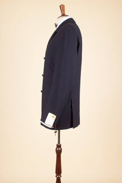 SWEDISH 1960S DARK BLUE DEADSTOCK DOUBLE BREASTED SUIT BY FUNK. SIZE CA EU 48