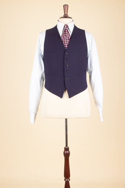 SWEDISH 1940S DARK BLUE DOUBLE BREASTED THREE PIECE SUIT BY VIKING. SIZE CA EU 50