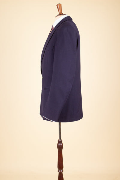 SWEDISH 1940S DARK BLUE DOUBLE BREASTED THREE PIECE SUIT BY VIKING. SIZE CA EU 50