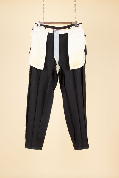 SWEDISH 1950S BLACK TWO PIECE SINGLE BREASTED SUIT, MAKER UNKNOWN. SIZE CA EU 56