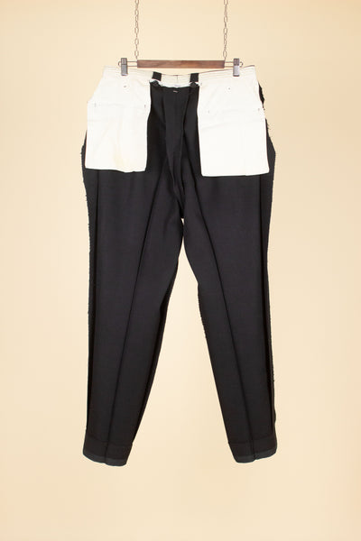 SWEDISH 1950S BLACK TWO PIECE SINGLE BREASTED SUIT, MAKER UNKNOWN. SIZE CA EU 56