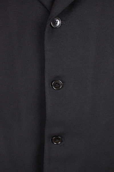 SWEDISH 1950S BLACK TWO PIECE SINGLE BREASTED SUIT, MAKER UNKNOWN. SIZE CA EU 56
