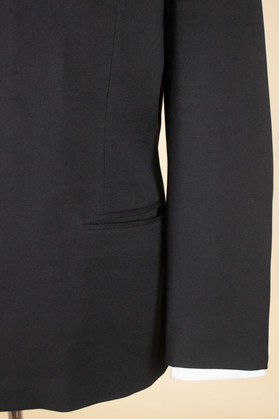 SWEDISH 1950S BLACK TWO PIECE SINGLE BREASTED SUIT, MAKER UNKNOWN. SIZE CA EU 56