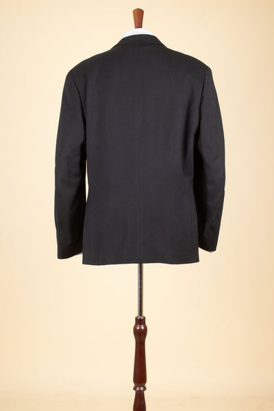 SWEDISH 1950S BLACK TWO PIECE SINGLE BREASTED SUIT, MAKER UNKNOWN. SIZE CA EU 56