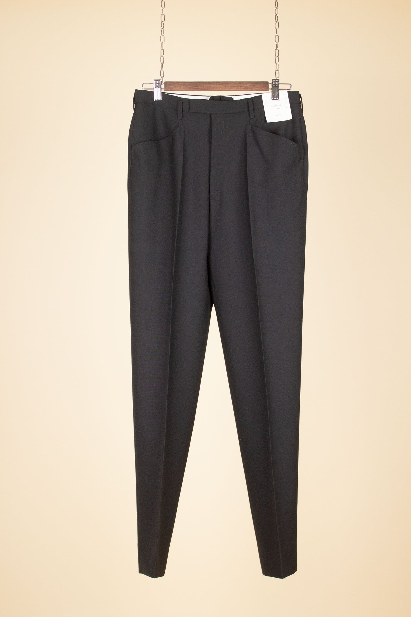 SWEDISH 1960S DEADSTOCK BLACK DOUBLE BREASTED TWO PIECE SUIT BY JUNEX. SIZE CA EU 48/44