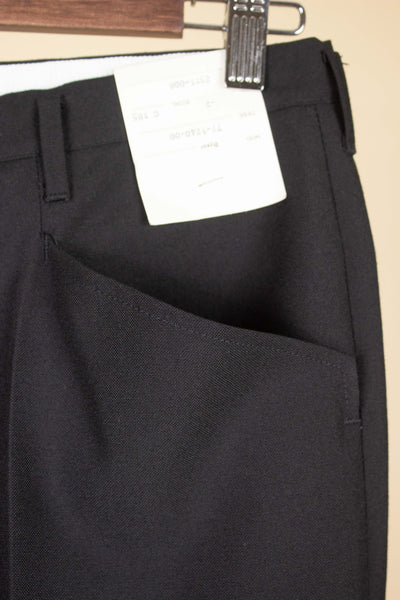 SWEDISH 1960S DEADSTOCK BLACK DOUBLE BREASTED TWO PIECE SUIT BY JUNEX. SIZE CA EU 48/44
