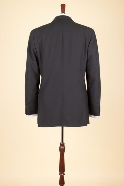 SWEDISH 1960S DEADSTOCK BLACK DOUBLE BREASTED TWO PIECE SUIT BY JUNEX. SIZE CA EU 48/44