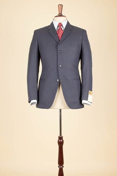 SWEDISH 1950S DEADSTOCK MID GREY TWO PIECE SINGLE BREASTED SUIT BY GULLMAN. SIZE CA EU 44