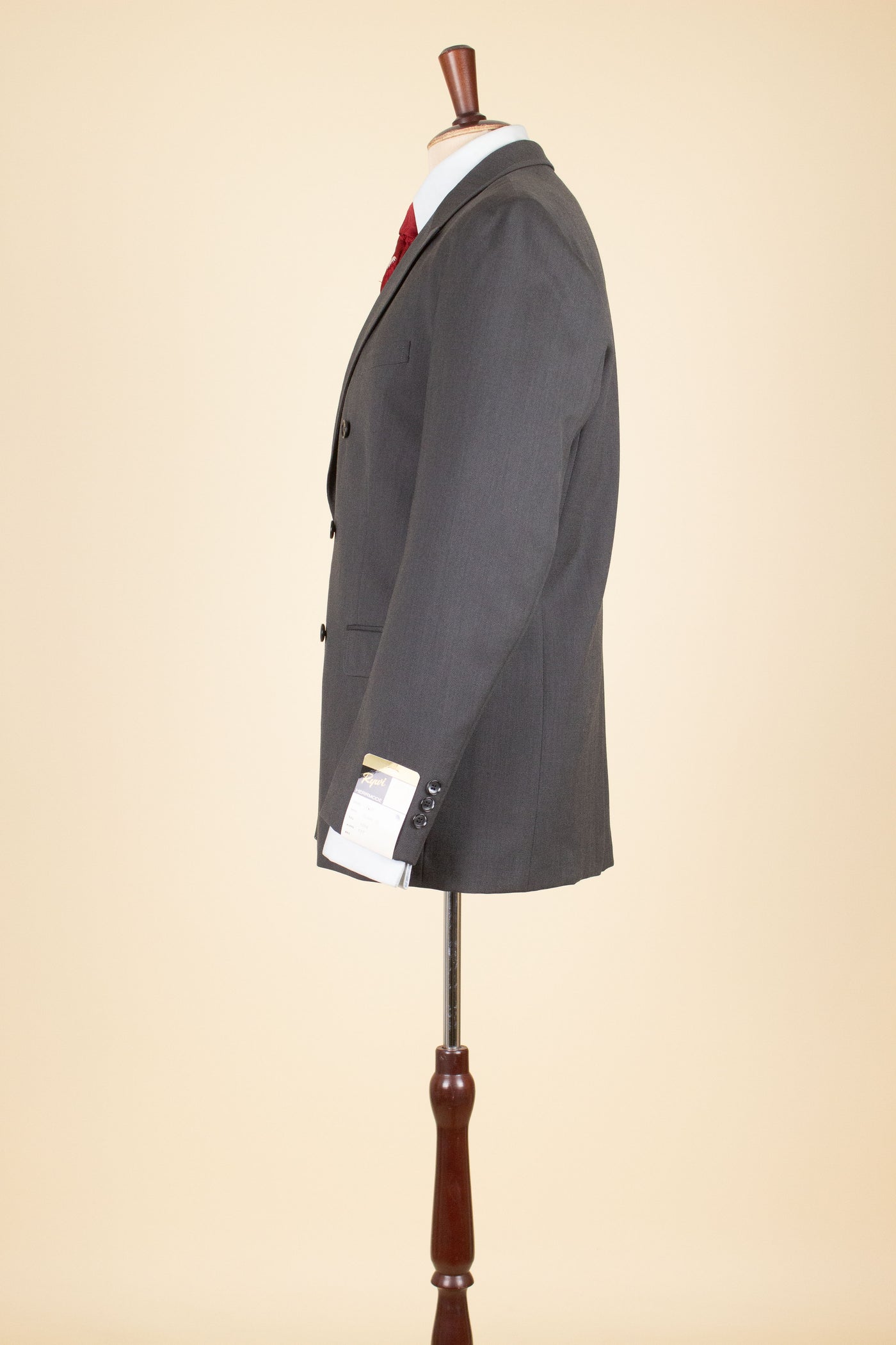 SWEDISH 1960S DEADSTOCK GREY TWO PIECE DOUBLE BREASTED SUIT BY RYWI. SIZE CA EU 46