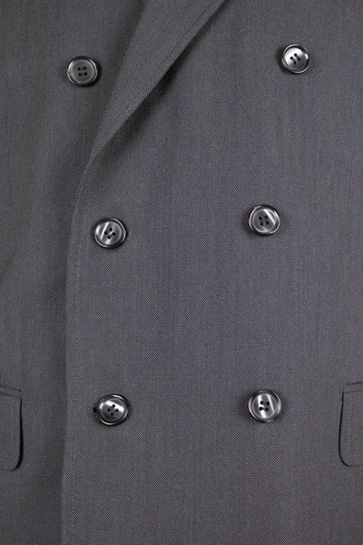 SWEDISH 1960S DEADSTOCK GREY TWO PIECE DOUBLE BREASTED SUIT BY RYWI. SIZE CA EU 46