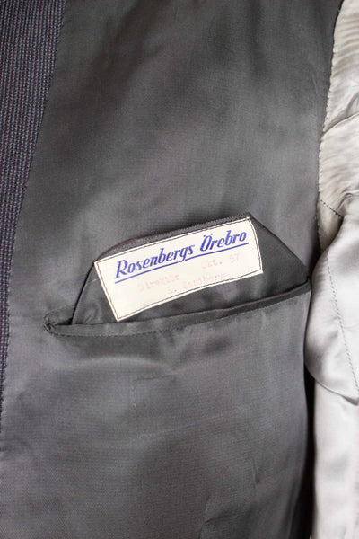 SWEDISH 1957 BESPOKE TWO PIECE MID-GREY SUIT BY ROSENBERGS. SIZE CA EU 48