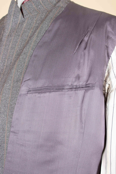 SWEDISH 1940S DEADSTOCK GREY THREE PIECE DOUBLE BREASTED SUIT BY ARS. SIZE CA EU 50