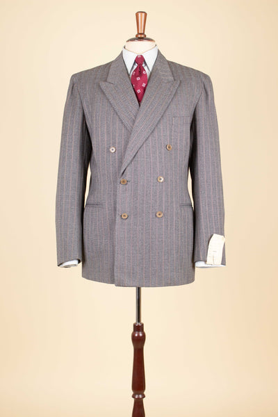 SWEDISH 1940S DEADSTOCK GREY THREE PIECE DOUBLE BREASTED SUIT BY ARS. SIZE CA EU 50