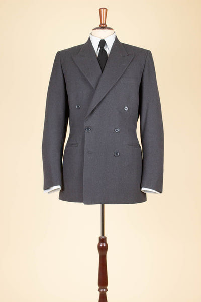 SWEDISH 1950S GREY DOUBLE BREASTED TWO PIECE SUIT BY UNKNOWN MAKER. SIZE CA EU 46