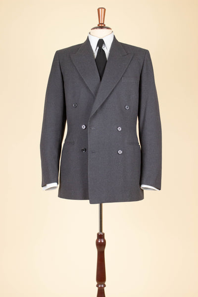 SWEDISH 1950S GREY DOUBLE BREASTED TWO PIECE SUIT BY UNKNOWN MAKER. SIZE CA EU 46