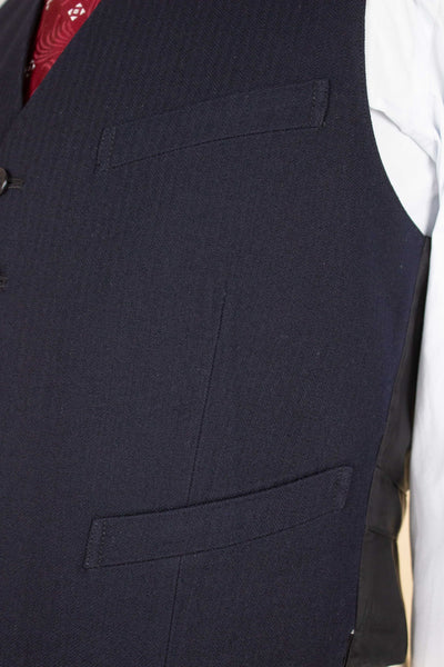 SWEDISH 1950 DARK BLUE THREE PIECE SINGLE BREASTED SUIT BY J.T. WIKSTRÖM. SIZE CA EU 50