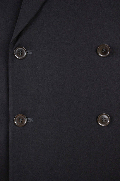 SWEDISH 1940S BLACK TWO PIECE DOUBLE BREASTED SUIT BY G. THULIN. SIZE CA EU 52