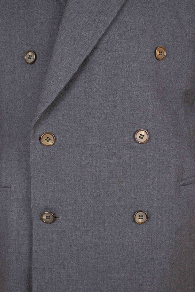 SWEDISH 1950S GREY TWO PIECE DOUBLE BREASTED SUIT BY MAGNI. SIZE CA EU 50